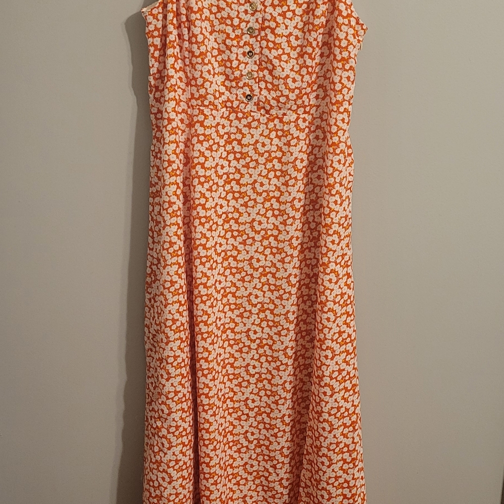 Lulu's Red & White Floral Midi Dress - Picture 6 of 8